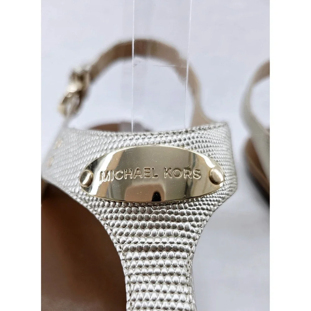 MICHAEL KORS Gold Women's T-Strap Sandals -‎ Size 9.5